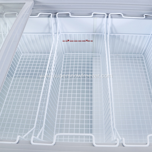 Glass top chest freezer for fish and seafood